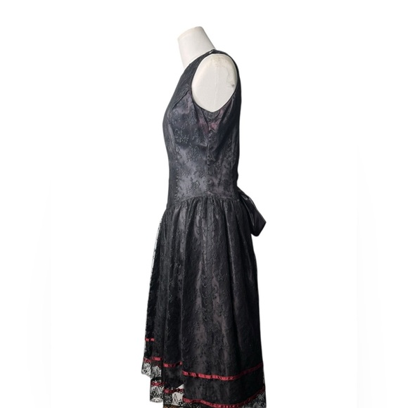 Gunne Sax Black Lace Vintage  Midi Open back Dress with bow - Picture 8 of 12